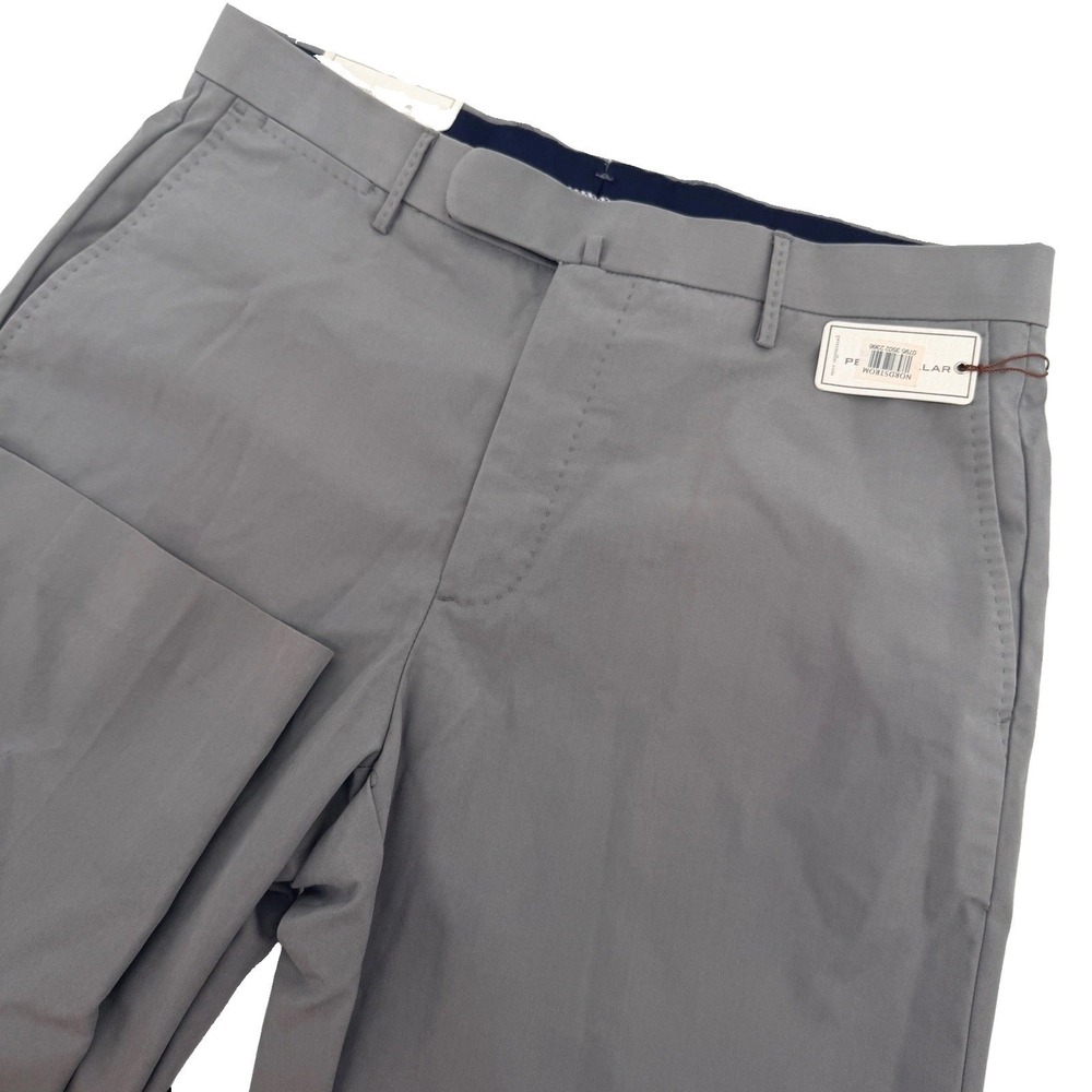 Peter Millar Pants Mens 33x35.5 Gray Poly Cotton SLIM‎ Flat Front MF16B17 NEW
